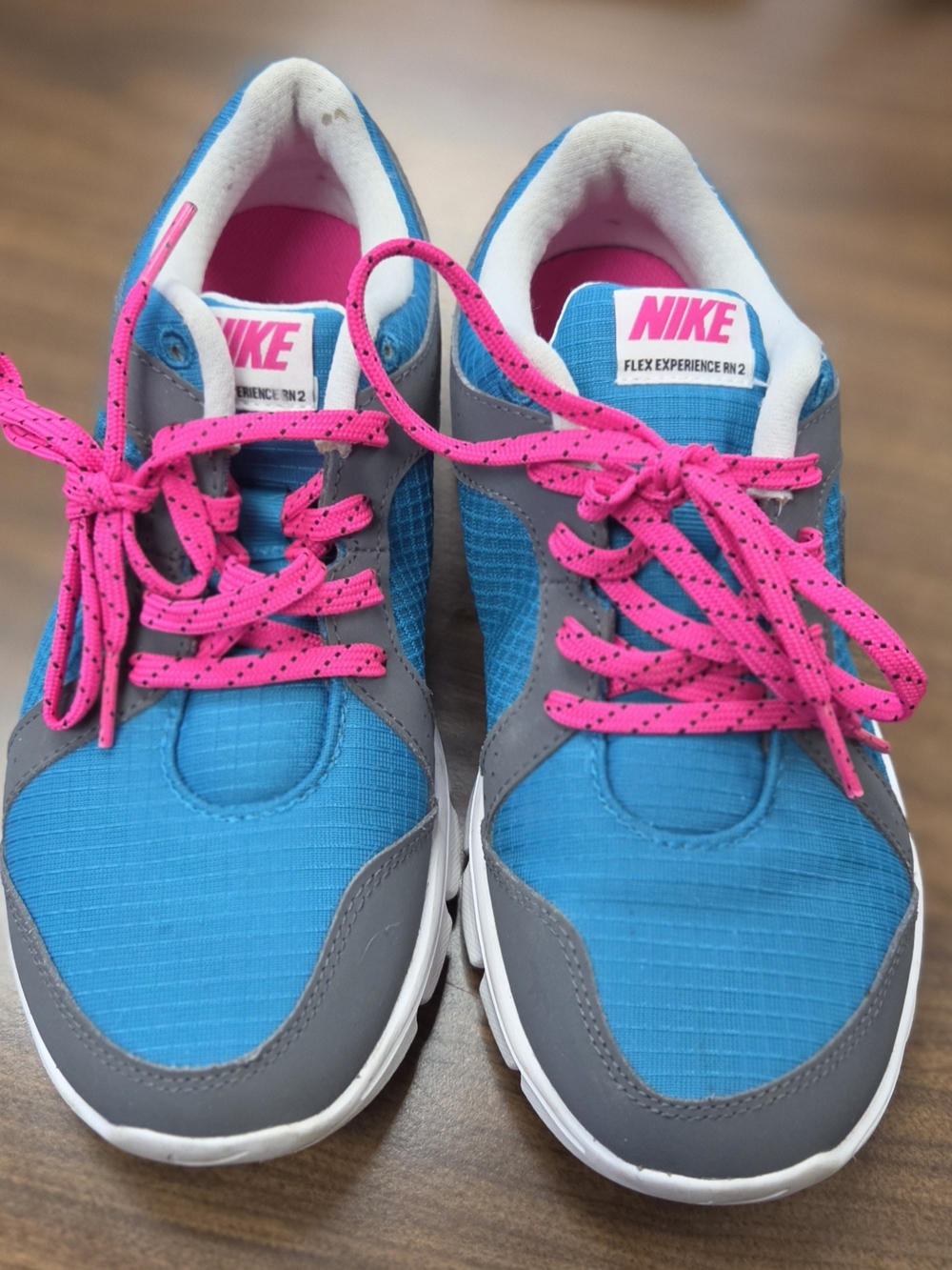 Nike Kids Flex Experience RN 2 Blue & Pink Athletic Shoes